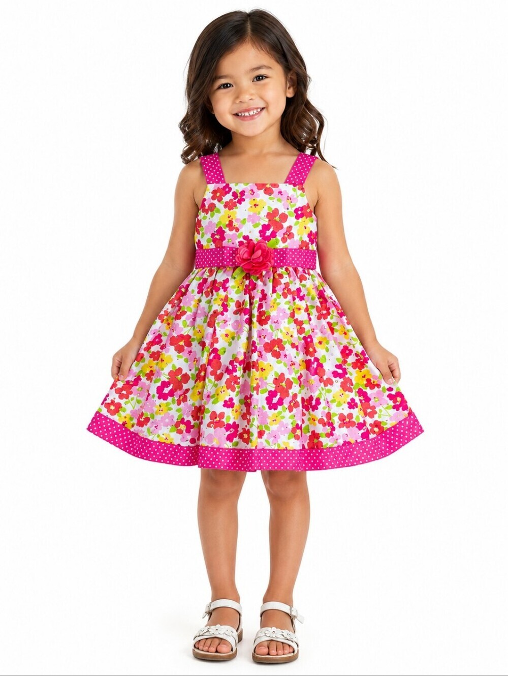 Newberry Little Girls Floral Dress Size 4 Pink Bow Easter Party Spring